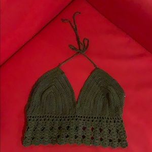 Crocheted Bralette - Moss Green